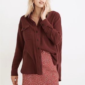 Madewell Lightspun Flap-Pocket Oversized Ex-Boyfriend Shirt - S